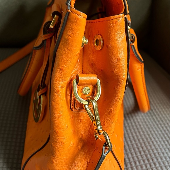 Bundle! Michael Kors Burnt Orange Ostrich 2 Way Satchel W/ MATCHING WALLET! - Picture 15 of 16